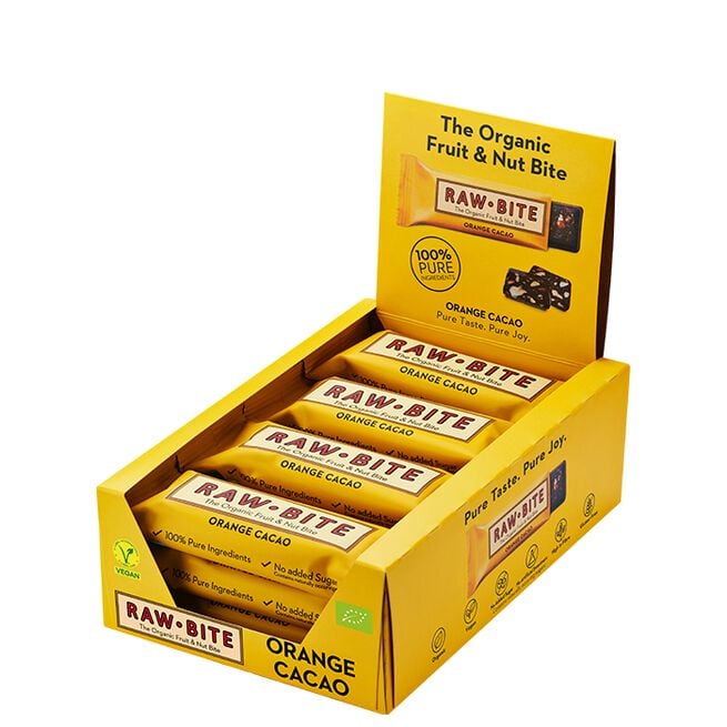 12 x Organic fruit & nut orange cacao 50 g 12 x Frukt & Nøttbar 50 g Apelsin & Kakao
