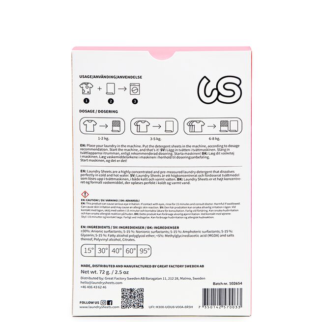 Tvättmedelark Parfymfritt 30-Pack  Vaskemiddelark Parfymefri 30-Pack