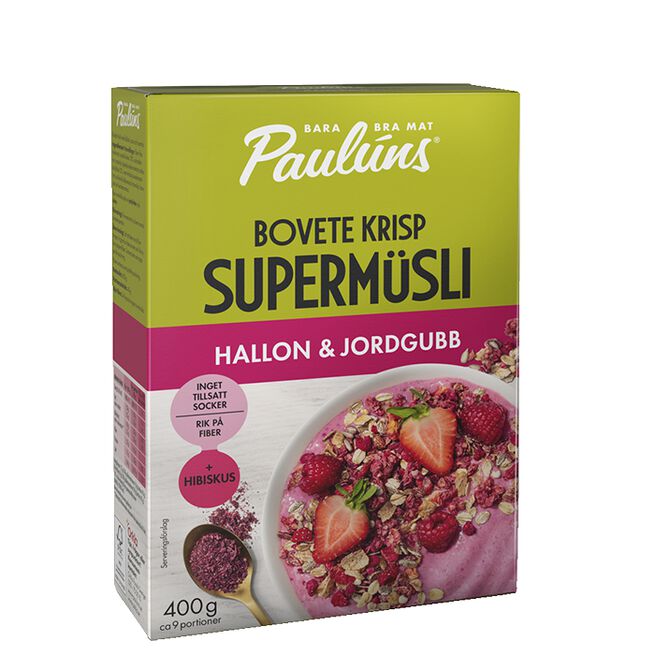 Müsli Hallon Jordgubb 400 g Müsli Bringebær Jordbær 400 g