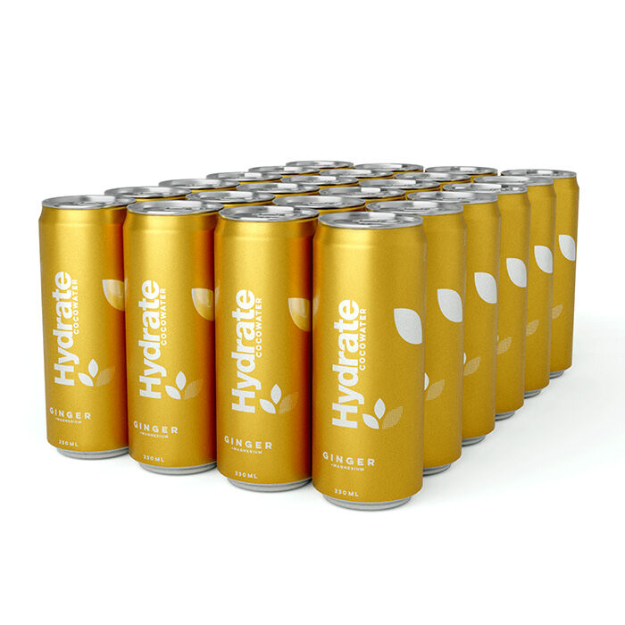 24 x Hydrate Kullsyreholdig Kokosvann Brett 330 ml ginger