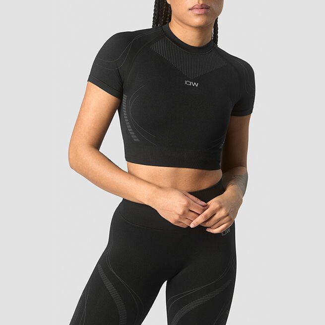 Ultra Seamless Cropped T-shirt Wmn, Black, S Ultra Seamless Cropped T-shirt Wmn, Black