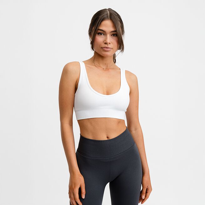 Seamless Deep V Bra, White, XS  Sport-BH Hvit
