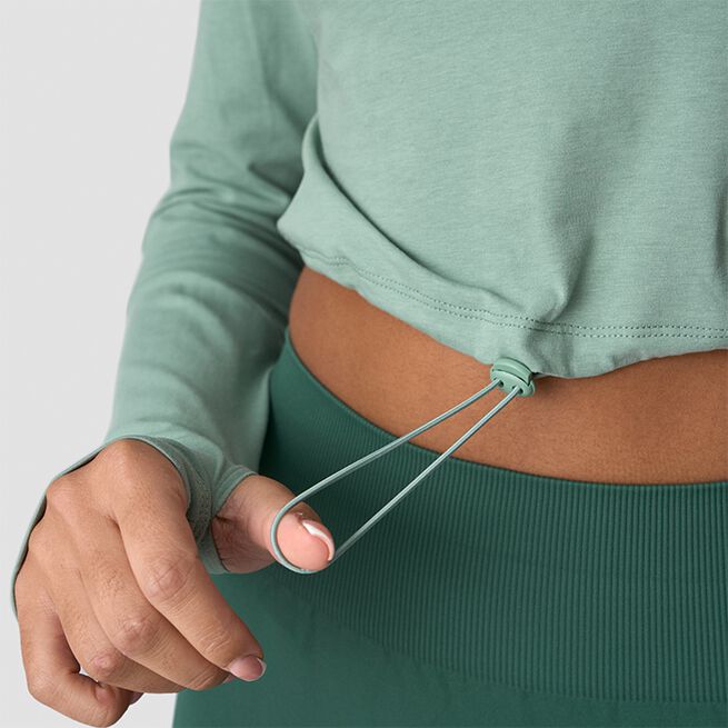 Define Cropped Adjustable Long Sleeve, Light Moss, L  Define Langermet Genser Grønn