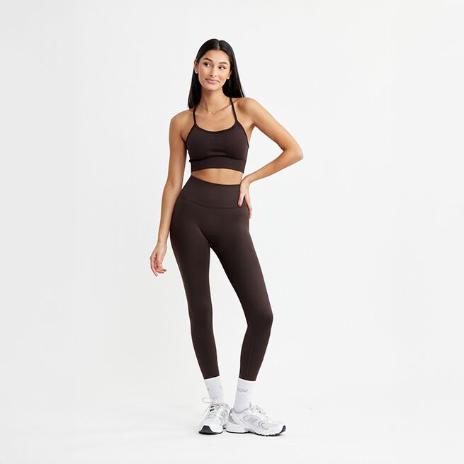 Signature Seamless Tights, Dark Brown, S  Treningstights Mørkebrun