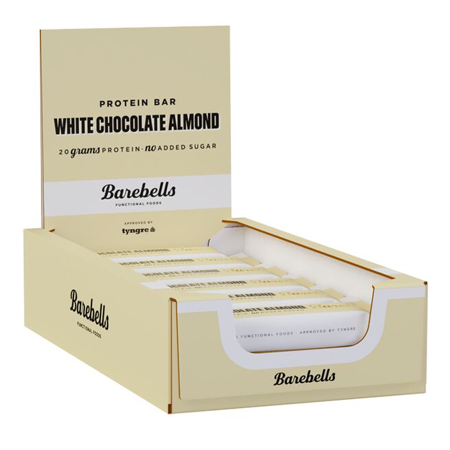 12 x Barebells Protein Bar, 55 g, White chocolate almond 12 x Barebells Proteinbar 55 g White chocolate almond