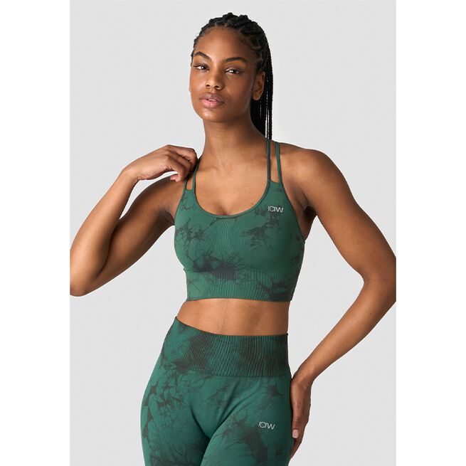 Define Seamless Tie Dye Sports Bra, Hunter Green, L Define Seamless Tie Dye Sport-BH Grønn