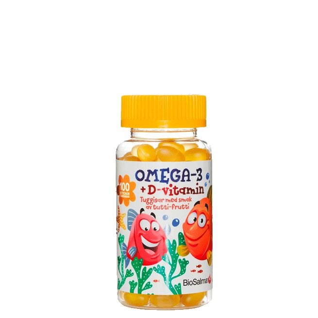 Omega-3 + D-vitamin Barn, 100 st tuggisar Omega-3 + Vitamin D Barn 100 Tyggetabletter