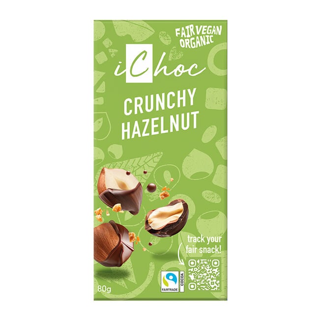Vegansk Choklad Hasselnötter 80 g Vegansk nøttersjokolade 80 g Choklad