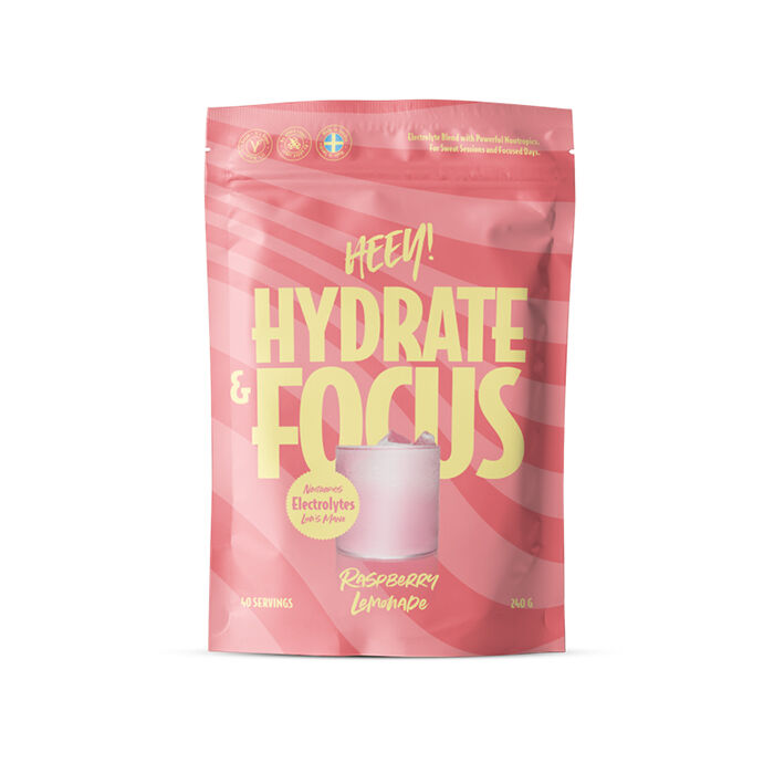 Hydrate &amp; Focus Elektrolyter, Raspberry Lemonade, 240 g Rasberry Lemonade
