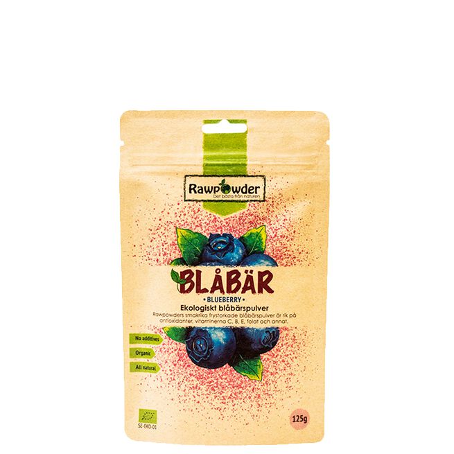 Blåbærpulver ØKO, 125 g 