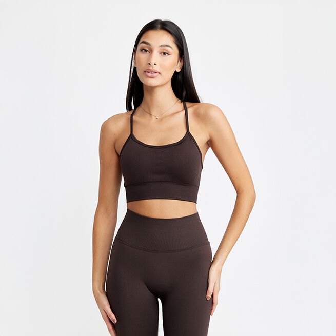 Signature Seamless Bra, Dark Brown, XS Sport-BH Mørkebrun