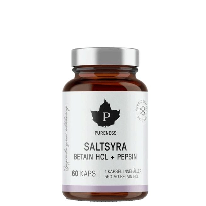 Beteine HCL Saltsyra 60 kapslar Saltsyre Betain HCL + Pepsin 60 kapsler