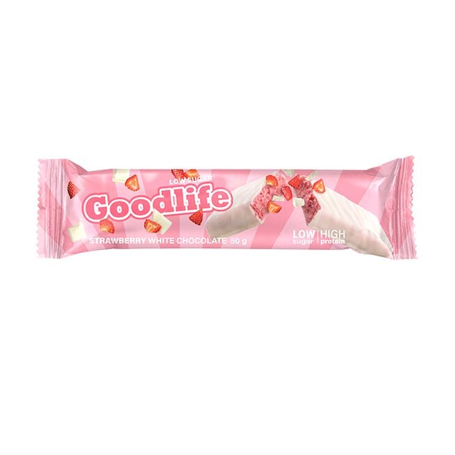 Goodlife low sugar strawberry white chocolate Proteinbar Low Sugar 50 g Strawberry White chocolate