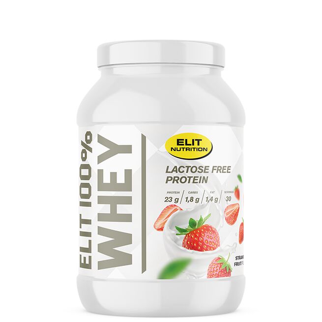ELIT 100% Whey Lactose free, 900 g, Strawberry Fruit  ELIT 100 % Whey Laktosefritt Proteinpulver 900 g Strawberry Fruit