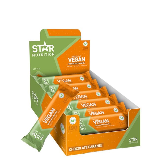 12 x Star Nutrition Vegan Protein bar, 55 g, Caramel Chocolate 12 x Vegansk Proteinbar 55 g Caramel Chocolate