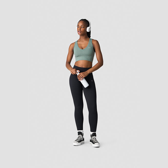 Ribbed Define Seamless Cropped V-neck Tank Top, Racing Green Ribbet Seamless Cropped Trenings-topp Grønn