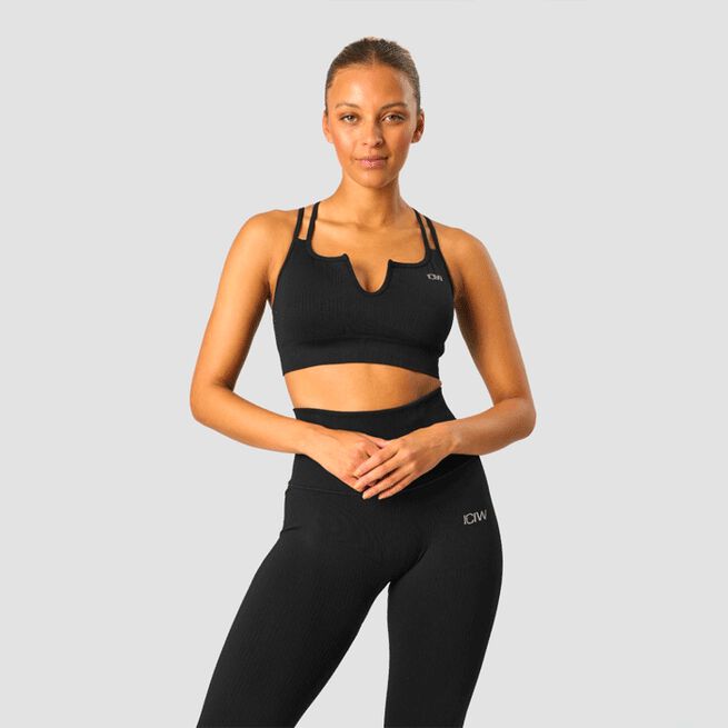 Ribbed Define Seamless Strappy Bra Black Ribbed Define Seamless Strappy Bra, Black