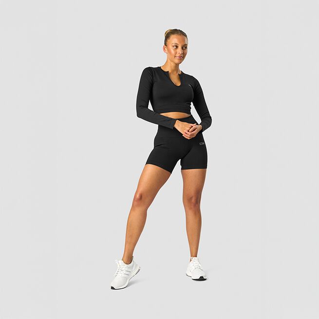 Ribbed Define Seamless Pocket Shorts, Black, L  Ribbed Define Seamless Pocket Shorts, Black
