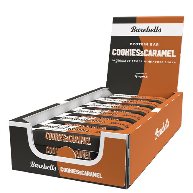 12 x Barebells Protein Bar, 55 g, Cookies & Caramel 12 x Barebells Proteinbar 55 g Cookies & Caramel