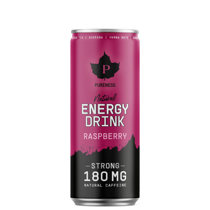 24 x Natural Energy Drink Strong, Raspberry 330 ml