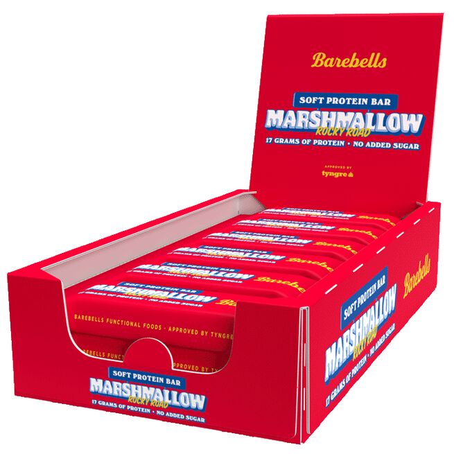 12 x Barebells Soft Bar, 55 g, Marshmallow Rocky Road 12 x Barebells Proteinbar 55 g Soft Rocky Road