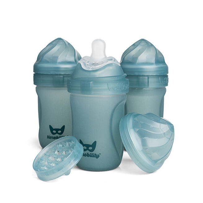 Heat Sensing Glass Baby Bottle 220ml/7oz (3-Pack) Teal Smokkflasker Blå 220 ml 3-pakning