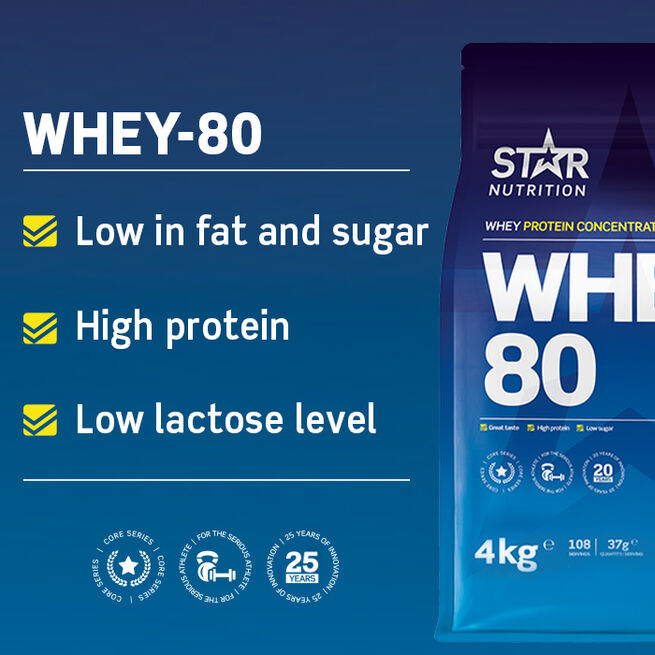 Whey-80, 4kg, Double Rich Chocolate  Whey-80 Myseprotein 4 kg Double Rich Chocolate