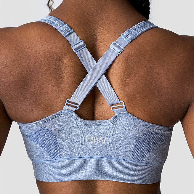 Soft Seamless Adjustable Sports Bra, Metal Blue Melange, L  Soft Seamless Justerbar Sports-BH Blå