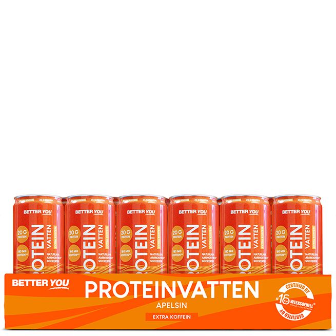 24 x Proteinvatten 330 ml Koffein Apelsin 24 x Proteinvann Koffein Appelsin 330 ml