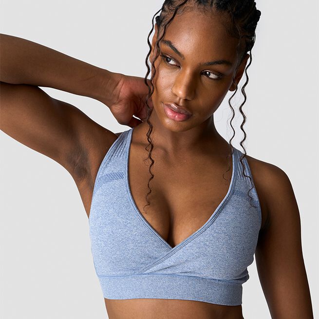 Soft Seamless Adjustable Sports Bra, Metal Blue Melange, L  Soft Seamless Justerbar Sports-BH Blå