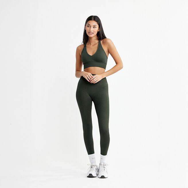 Signature V-Shape Bra, Dark Green, XS  Sport-BH Mørkgrønn