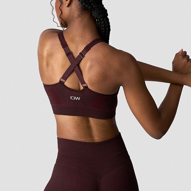 Soft Seamless Adjustable Sports Bra, Burgundy Melange, L  Soft Seamless Justerbar Sports-BH Mørkerød
