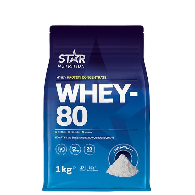 Star nutritio whey-80 protein shake Unflavoured Whey-80 Myseprotein 1 kg Naturell