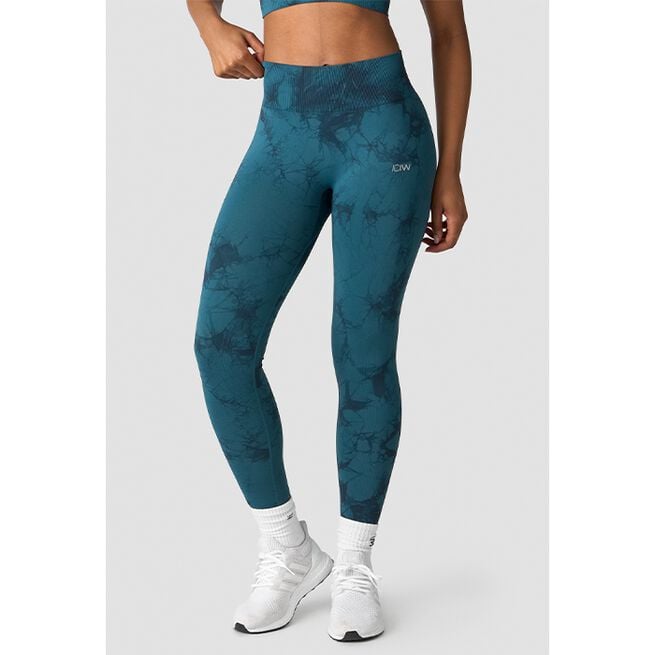 Define Seamless Tie Dye Tights, Dark Teal, XL Define Treningstights Mørk Blågrønn