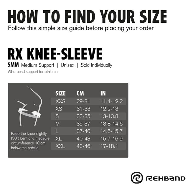 RX Knee Sleeve 5mm Arctic/White, 2XL  RX Knestøtte 5mm Hvit