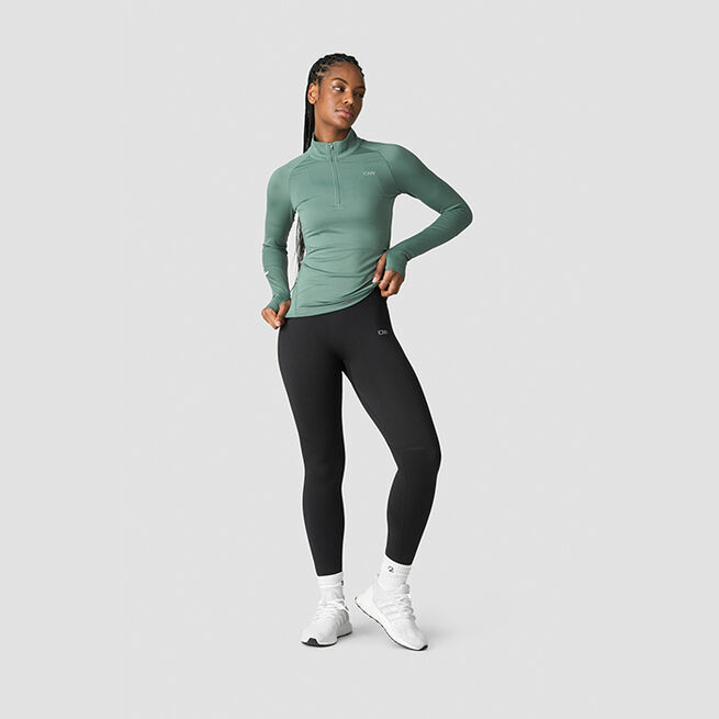 Everyday Long Sleeve 1/4 Stripe Zipper, Dark Sage Green Everyday Treningsgenser Zip Grønn