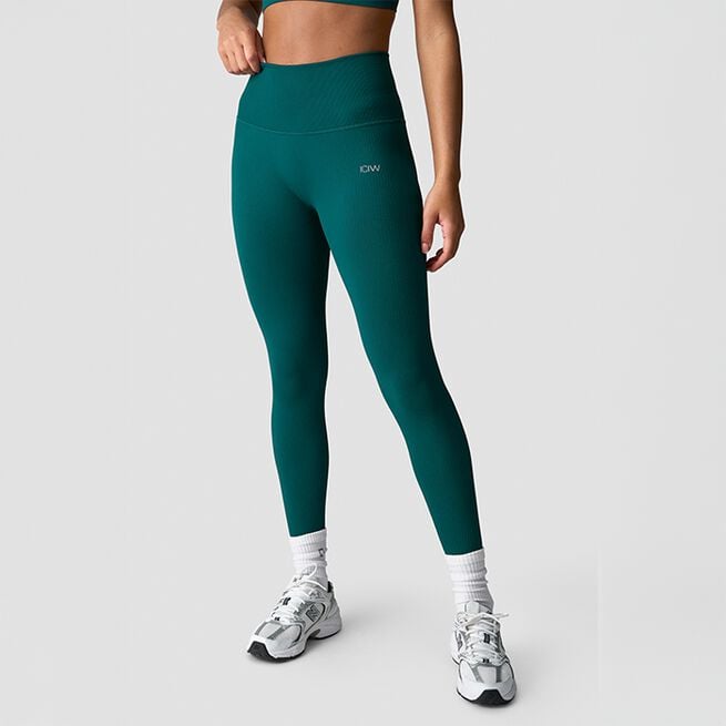 Ribbed Define Seamless Pocket Tights, Forrest Green, L Ribbed Define Seamless Pocket Tights Grønn