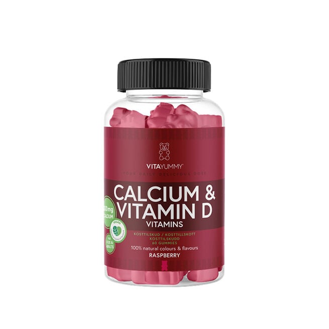 Kalcium & Vitamin D Hallon 60 Gummies Kalsium og Vitamin D 60 Gummies Bringebær