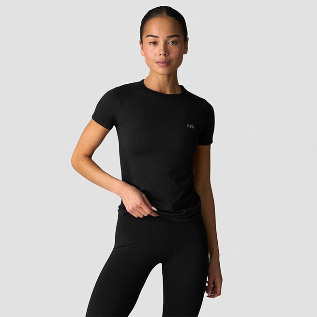 Define Seamless High Neck T-shirt, Black, L Seamless t-skjorte Svart