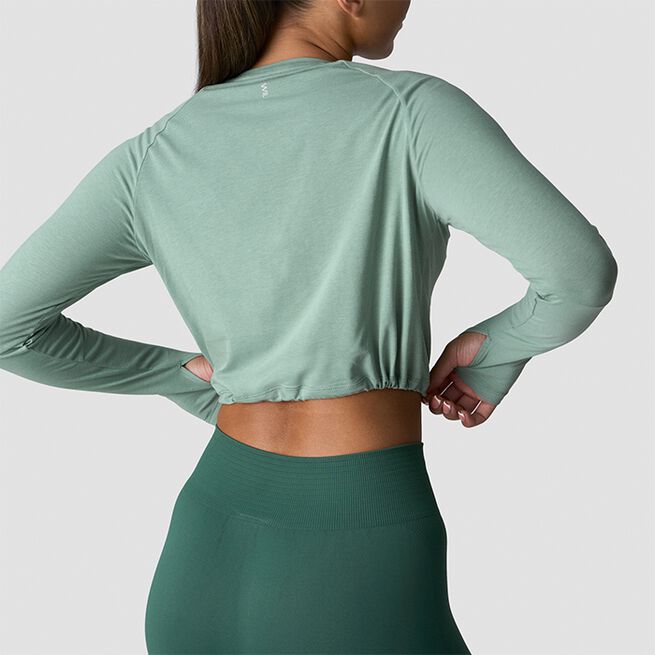 Define Cropped Adjustable Long Sleeve, Light Moss, L  Define Langermet Genser Grønn