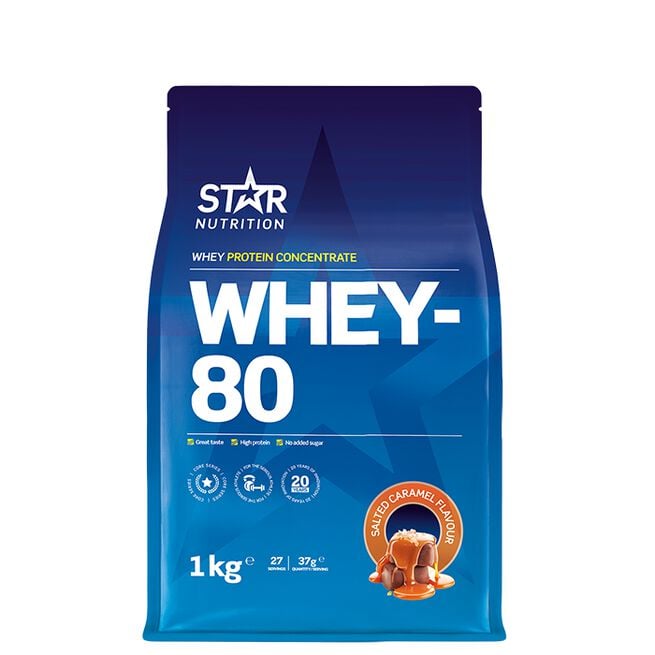 Star nutritio whey-80 protein shake Salted caramel Whey-80 Myseprotein 1 kg Salted caramel