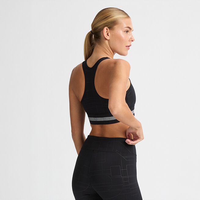 Emblem Racerback Sportsbra, Black Logo Emboss, XS  Emblem Emboss Sports-BH Svart