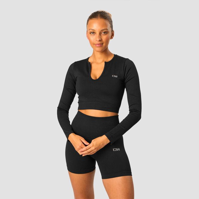Ribbed Define Seamless Cropped Long Sleeve Black Ribbed Define Seamless Cropped Long Sleeve, Black