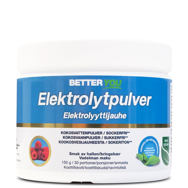 Better You Elektrolytpulver Hallon 150 g Elektrolyttpulver Bringebær 150 g