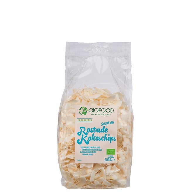 Rostade Kokoschips Biofood Ristede Kokkosflak 250g kokos
