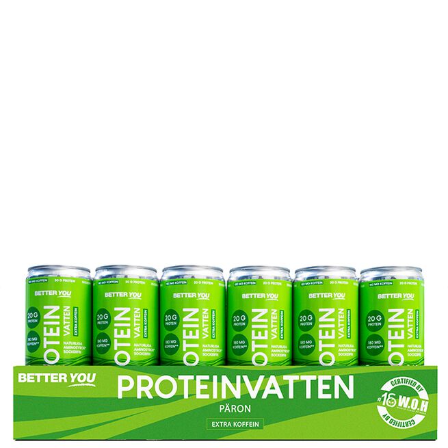 24 x Proteinvatten 330 ml Koffein Päron 24 x Proteinvann Koffein Pære