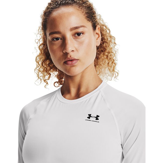 HeatGear Authentics Comp LS, White, L  HG Armour Comp Mock Treningsgenser Hvit