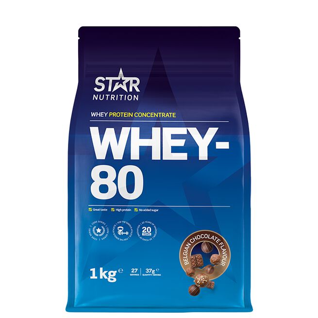 Whey-80, 1 kg, Belgian Chocolate Whey-80 Myseprotein 1 kg Belgian Chocolate