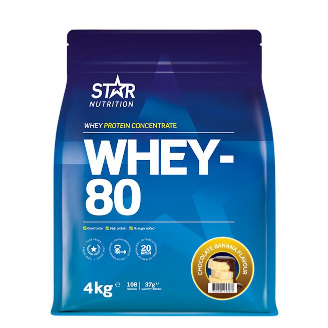 Whey-80, 4 kg, Chocolate Banana Whey-80 Myseprotein 4 kg Chokladbanan