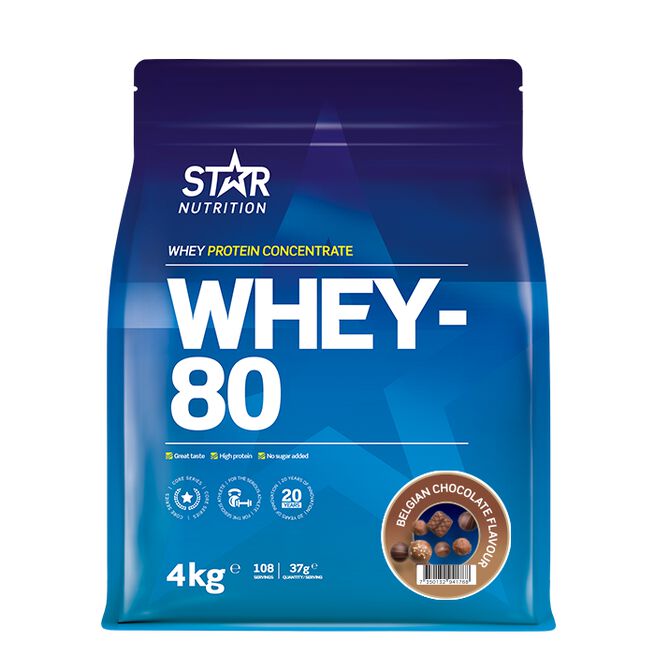 Whey-80 4 kg Belgian Chocolate (NEW) Whey-80 Myseprotein 4 kg Belgian Chocolate (NEW)